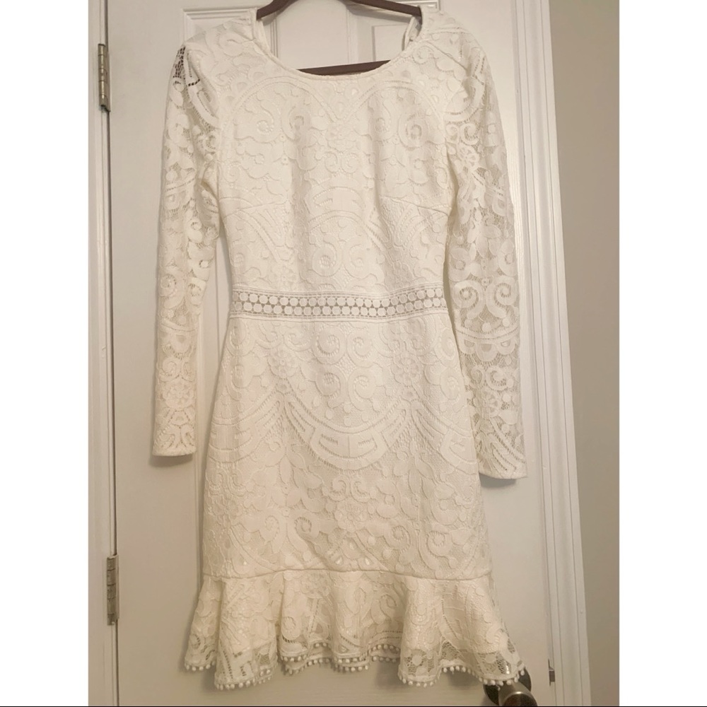 Jaus long sleeve white Medindie Dress